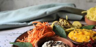 Rainbow Noodles with Mango Habanero Hot Sauce and Fermented Cashew Cream