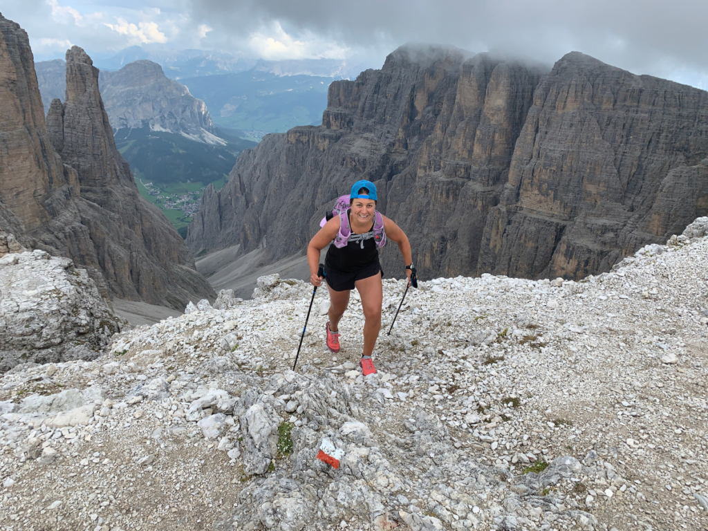 hiking the Alta Via 2, Jen Segger is fast packing, a combination between running, hiking and backpacking